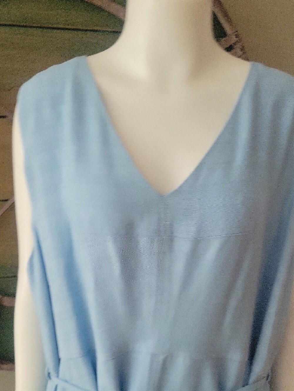 J. Crew Mathilde V Neck Midi A - Line Dress In Luster Canvas Canvas In Calm Blue - Picture 3 of 14